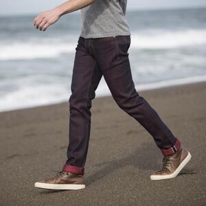 **NEVER WORN**Gustin Japan Red Fire (Blue/Purple) Jeans with Selvedge Detailing